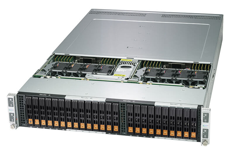 Supermicro »BigTwin« lässt sich mit bis zu 24 hotswap-fähigen NVMe-SSDs bestücken (Bild: Supermicro).